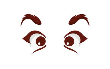 Güzel gözleri, güzel kirpikleri ve kaşları olan güzel bir kadının korkmuş yüzünü kapat. Vektör illüstrasyonu