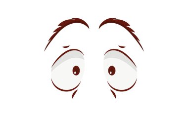 Güzel gözleri, güzel kirpikleri ve kaşları olan korkmuş yüzünü kapat. Vektör illüstrasyonu