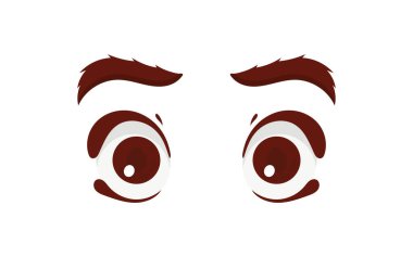 Güzel gözleri, güzel kirpikleri ve kaşları olan güzel bir kadının korkmuş yüzünü kapat. Vektör illüstrasyonu