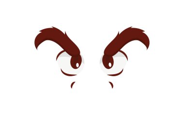 düz kızgın çizgi film gözleri simge vektör tasarlamak