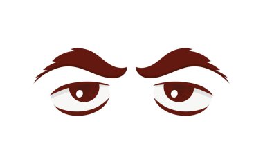 Sakin gözler düz stil. Beyaz arka planda izole edilmiş. Vektör illüstrasyonu.