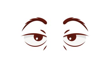 Sakin gözler düz stil. Beyaz arka planda izole edilmiş. Vektör illüstrasyonu.