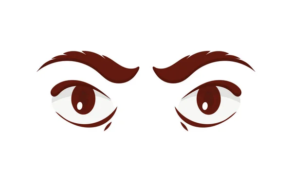 Κινούμενη Γυναίκα Μάτια Και Φρύδια Βλεφαρίδες Απομονωμένη Διανυσματική Απεικόνιση — Διανυσματικό Αρχείο