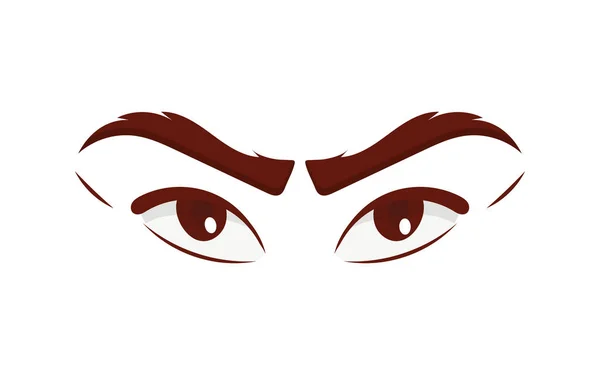 Mujer Dibujos Animados Ojos Cejas Con Pestañas Ilustración Vectorial Aislada — Vector de stock