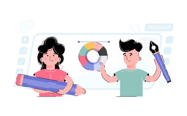 Hem erkek hem de kadın tasarımcılar var. Tasarımcılar için, serbest çalışma kavramı. Bundan web siteleri, uygulamalar ve sunumlar yarar sağlarlar.