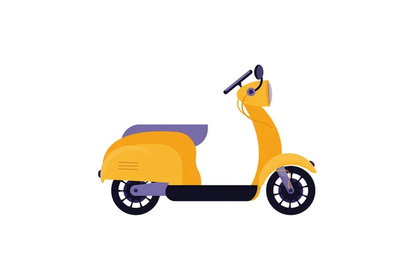 Scooter Retro Amarillo Sobre Fondo Blanco Scooter Clásico Vista Lateral — Vector de stock