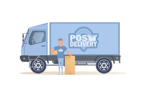 Courrier Postal Est Près Vôtre Cartoon Style Illustration Vectorielle Isolé — Image vectorielle