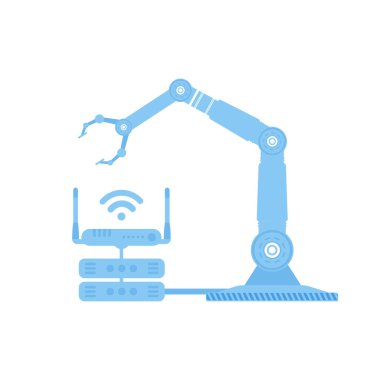 Robot kol ikonu. İnternet ve otomasyon kavramı. İzole edilmiş. Vektör.