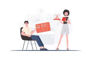 İnternetteki Şeyler Takımı. İlginç bir kavram. Sunumlar ve web siteleri için iyi. Düz moda vektör illüstrasyonuName.