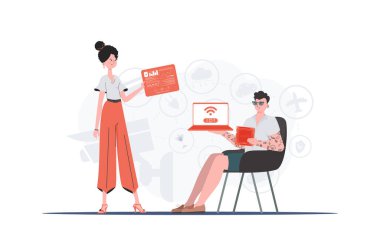 İnternetteki Şeyler Takımı. İlginç bir kavram. Sunumlar ve web siteleri için iyi. Vektör illüstrasyonu.
