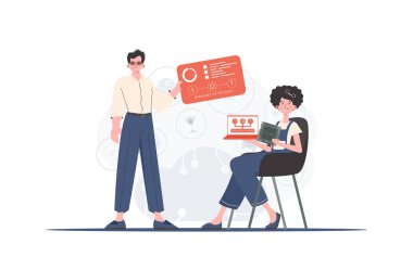 İnternetteki Şeyler Takımı. Bilgi işlem ve otomasyon konsepti. Sunumlar ve web siteleri için iyi. Moda düz stil. Vektör.