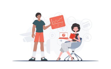 İnternetteki Şeyler Takımı. Bilgi işlem ve otomasyon konsepti. Web siteleri ve sunumlar için iyi. Vektör illüstrasyonu.