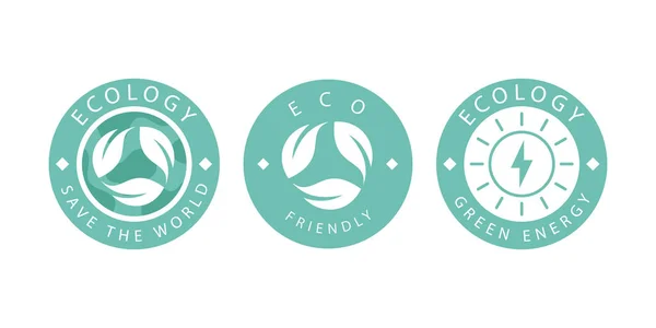 Set Logos Theme Recycling Ecology Zero Pollution Isolated White Background — Image vectorielle