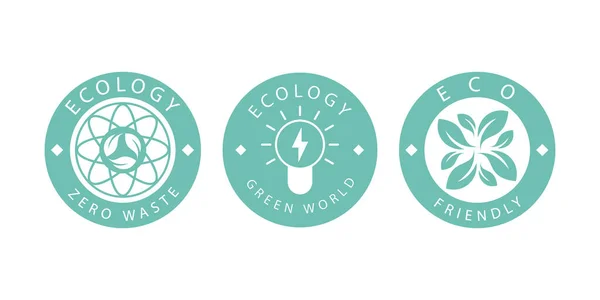Set Logos Theme Recycling Ecology Zero Pollution Isolated White Background — Image vectorielle