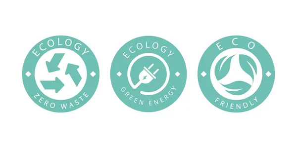 Set Logos Theme Recycling Ecology Zero Pollution Isolated White Background — Archivo Imágenes Vectoriales