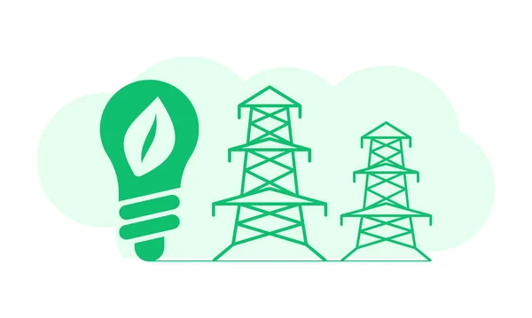 Zielone Tło Temat Zielonej Energii Zielona Planeta Zero Odpadów Ilustracja — Wektor stockowy