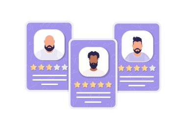 Reytingli iş aday kartları. Vektör. Düz biçim.