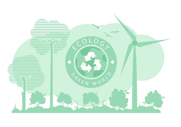 Green Background Theme Ecology Green Energy Vector — Stockvector