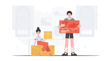 Parcel delivery. Trendy cartoon style. Vector.