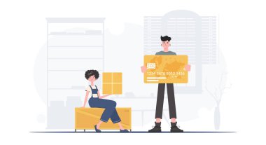 Parcel delivery concept. Vector illustration. trendy style.