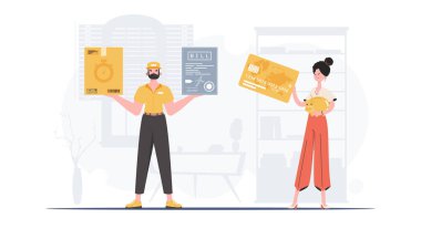 Parcel delivery concept. Vector. Trendy cartoon style.