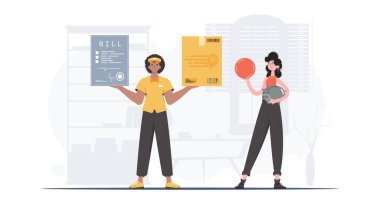 Parcel delivery concept. Vector. trendy style.