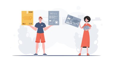 Parcel delivery concept. Vector illustration. Trendy cartoon style.