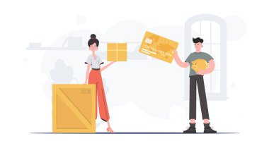 Parcel delivery concept. Vector. Cartoon style.