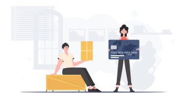 Parcel delivery concept. trendy style. Vector illustration.