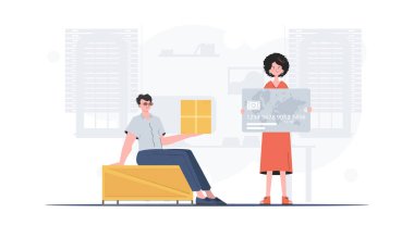 Parcel delivery. Vector. Trendy cartoon style.