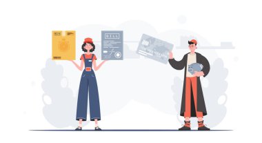 Parcel delivery concept. Cartoon style. Vector illustration.