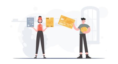 Parcel delivery concept. trendy style. Vector.