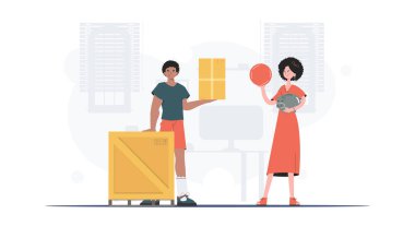 Parcel delivery concept. trendy style. Vector illustration.