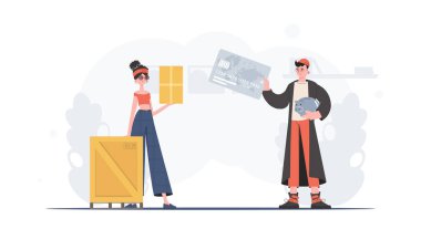 Parcel delivery concept. Cartoon style. Vector.