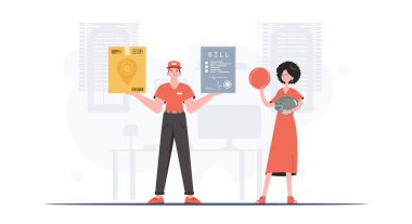 Parcel delivery concept. Trendy cartoon style. Vector.