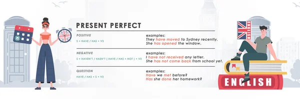 Present Perfect Rule Study Tenses English Concept Learning English Trend — 图库矢量图片