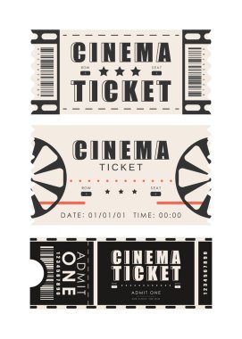 Ticket template set. Pass card design. Isolated on white background. Vector.