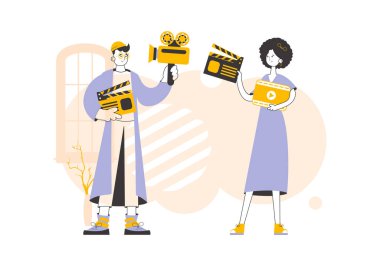 Blog ekibi. Doğrusal stil. Vektör.