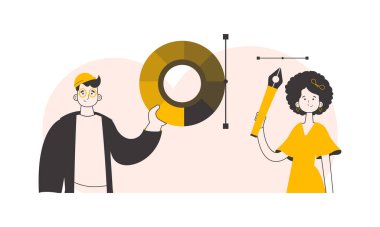 Tasarım ekibi. Modern doğrusal stil. Vektör.