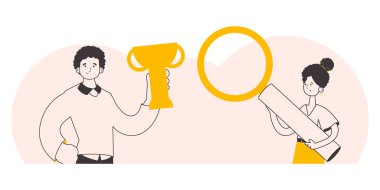 İş için çalışan bulma kavramı. Minimalist doğrusal stil. Vektör illüstrasyonu.