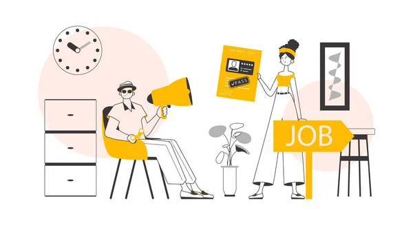 Équipe Concept Trouver Des Employés Style Linéaire Tendance Illustration Vectorielle — Image vectorielle