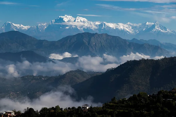 Bela Cordilheira Montanhas Localizadas Pokhara Como Visto Templo Bhairabsthan Bhairabsthan — Fotografia de Stock
