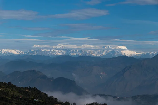 Hermosa Cordillera Montañas Ubicadas Pokhara Vistas Desde Templo Bhairabsthan Bhairabsthan — Foto de Stock