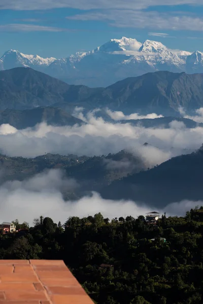 Bela Cordilheira Montanhas Localizadas Pokhara Como Visto Templo Bhairabsthan Bhairabsthan — Fotografia de Stock