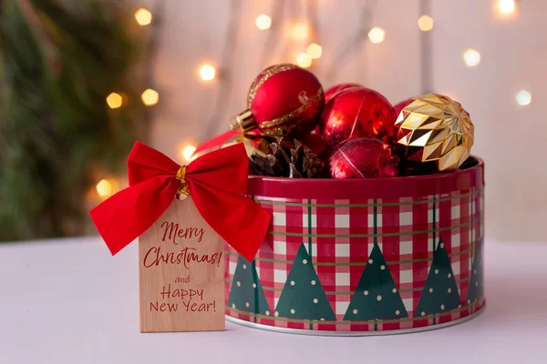 Nota Madeira Com Arco Vermelho Com Texto Feliz Natal Feliz — Fotografia de Stock