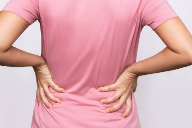 woman with back pain, closeup