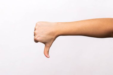 hand with thumb up sign on white background