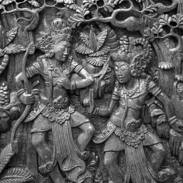 Sculpture of traditional India art in black and white — Stock Photo, Image