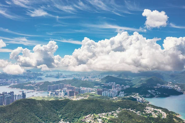 Junk Bay ve Clearwater Bay 'in güzel hava manzarası, Hong Kong, yaz, açık hava.