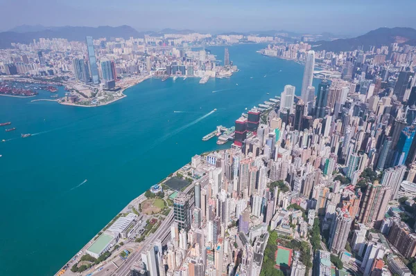 Victoria Limanı Nın Destansı Hava Manzarası Hong Kong Adası Nın — Stok fotoğraf